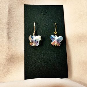 Iridescent Glass Butterfly Earrings